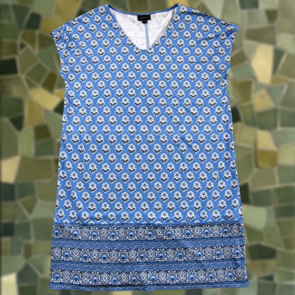 J. Jill J.Jill Blue White Floral Stretch Cap Sleeve Shift Tunic Dress Small Petite Size S / US 4 / IT 40 - 1 Thumbnail