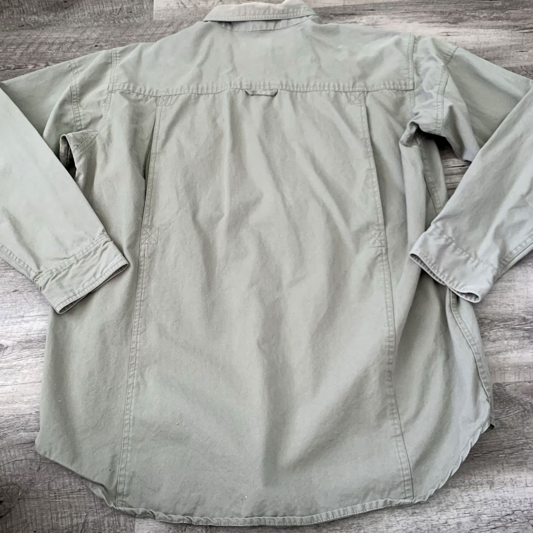 Olive Guide Series Shooting Shirt Mens Large Olive Canvas Quilted Shoulder Back Vents Size US L / EU 52-54 / 3 - 5 Thumbnail