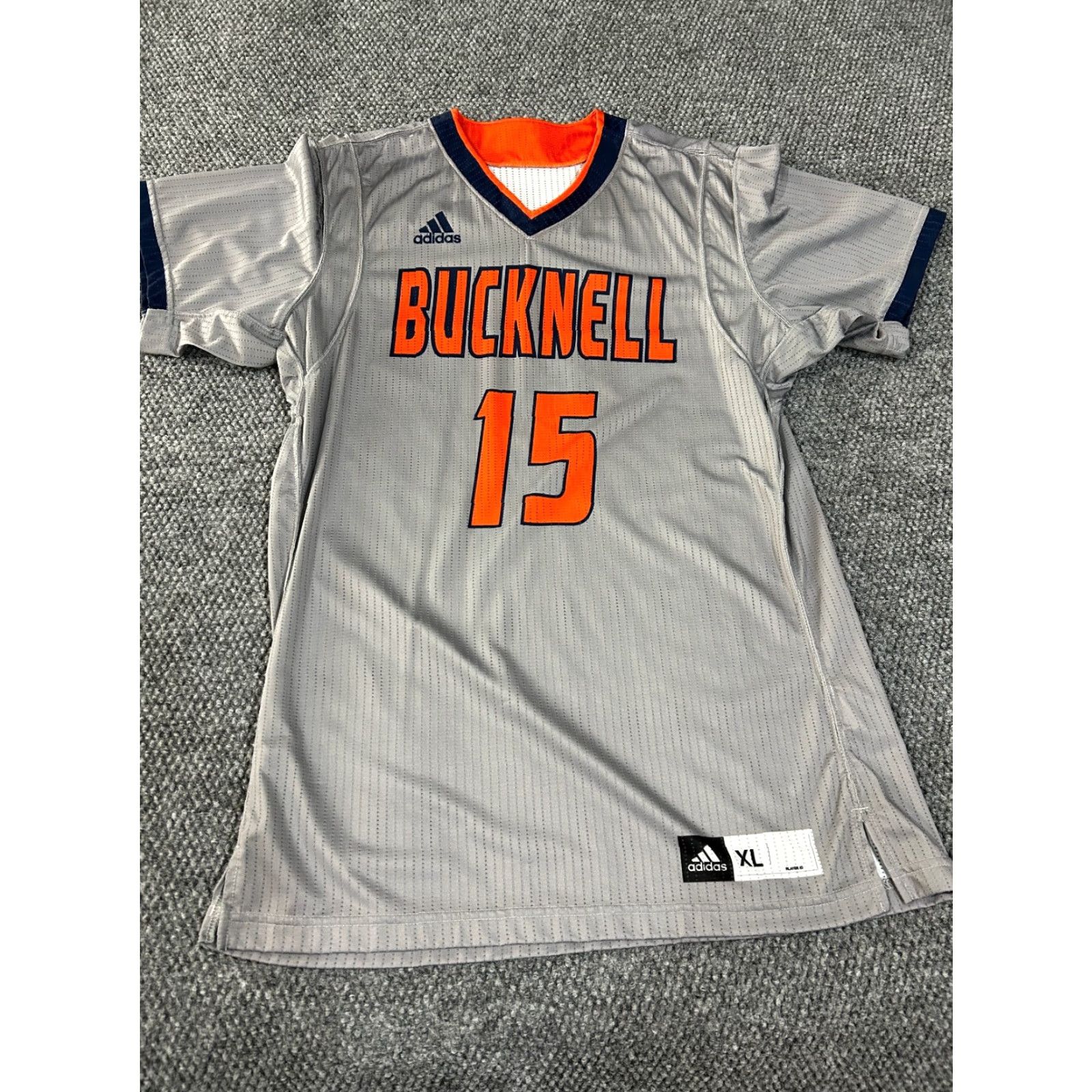 Adidas Adidas jersey Mens XL gray orange navy Bucknell NCAA sports stretch shirt Pullover Crew Neck Short Sleeve Size US XL / EU 56 / 4 - 2 Thumbnail