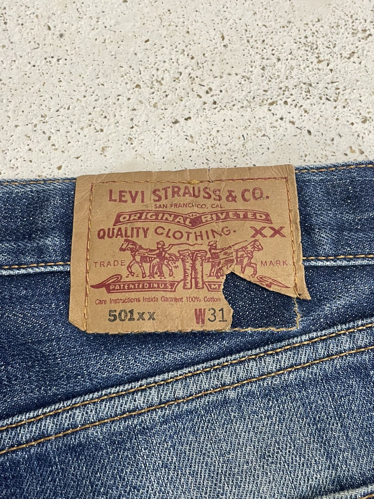 Levi's Vintage Levis 501xx Button Fly Distressed Repaired Size US 29 - 20 Thumbnail