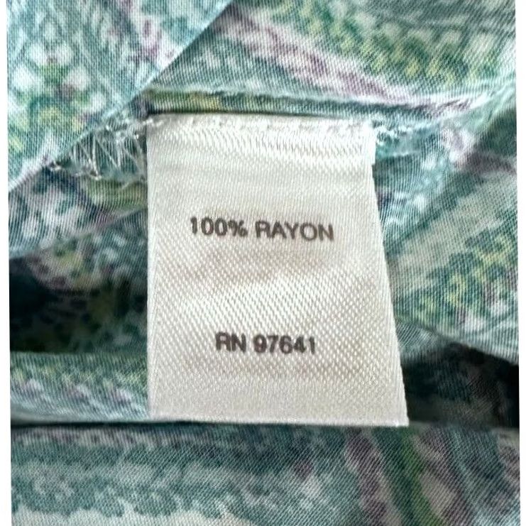 J. Jill J. Jill Button Up Sleeveless Shirt Womens Large Blue Green Geometric Top Ladies Size L / US 10 / IT 46 - 4 Thumbnail