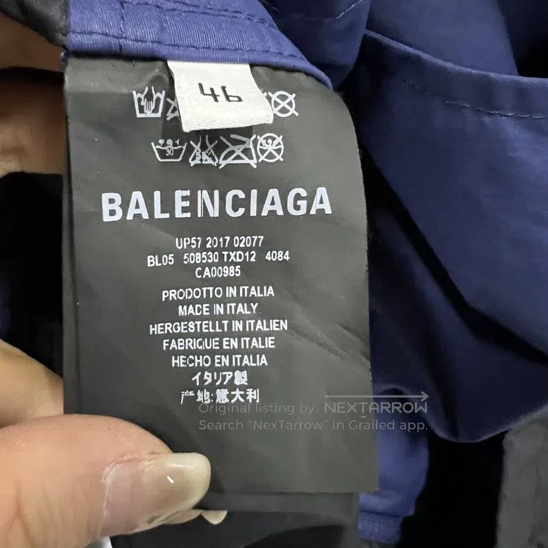 Balenciaga Patchwork Contrasting Label Hooded Jacket