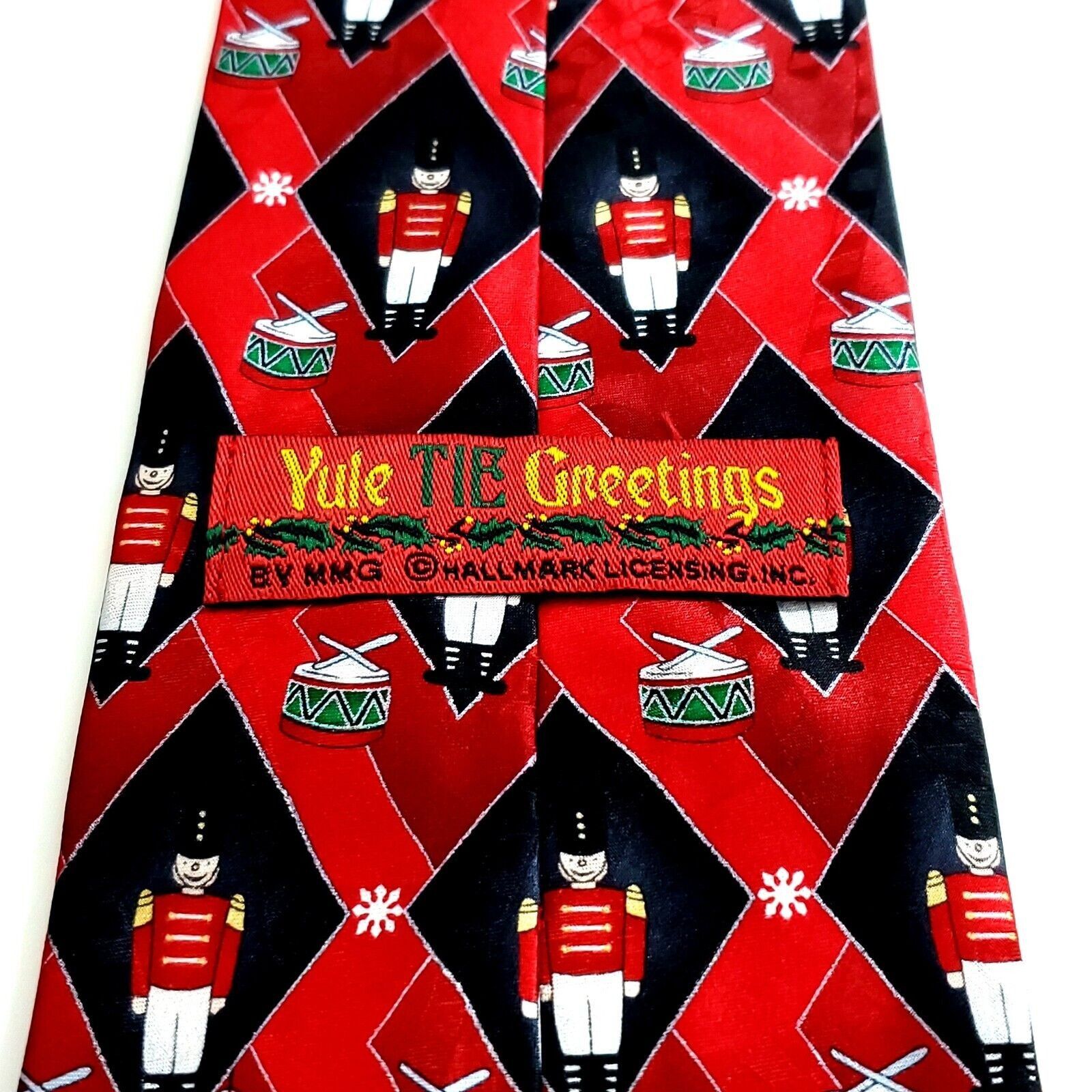 Designer Yule Tie Greetings Hallmark Nutcracker Jacquard Print Red Bl Size ONE SIZE - 4 Thumbnail