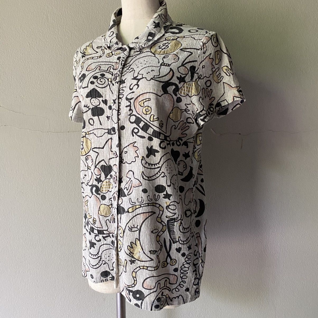 Tsumori Chisato TSUMORI CHISATO Playful Doodle Print Button-Up Shirt Size XS / US 0-2 / IT 36-38 - 15 Thumbnail