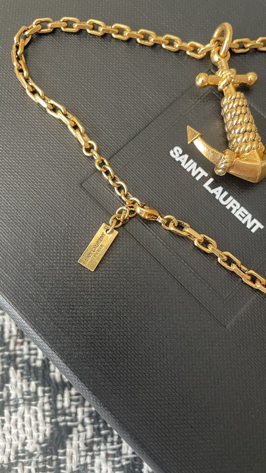 Saint Laurent Paris COLLIER PENDENTIF ANCRE CHARM BRASS Size ONE SIZE - 7 Thumbnail