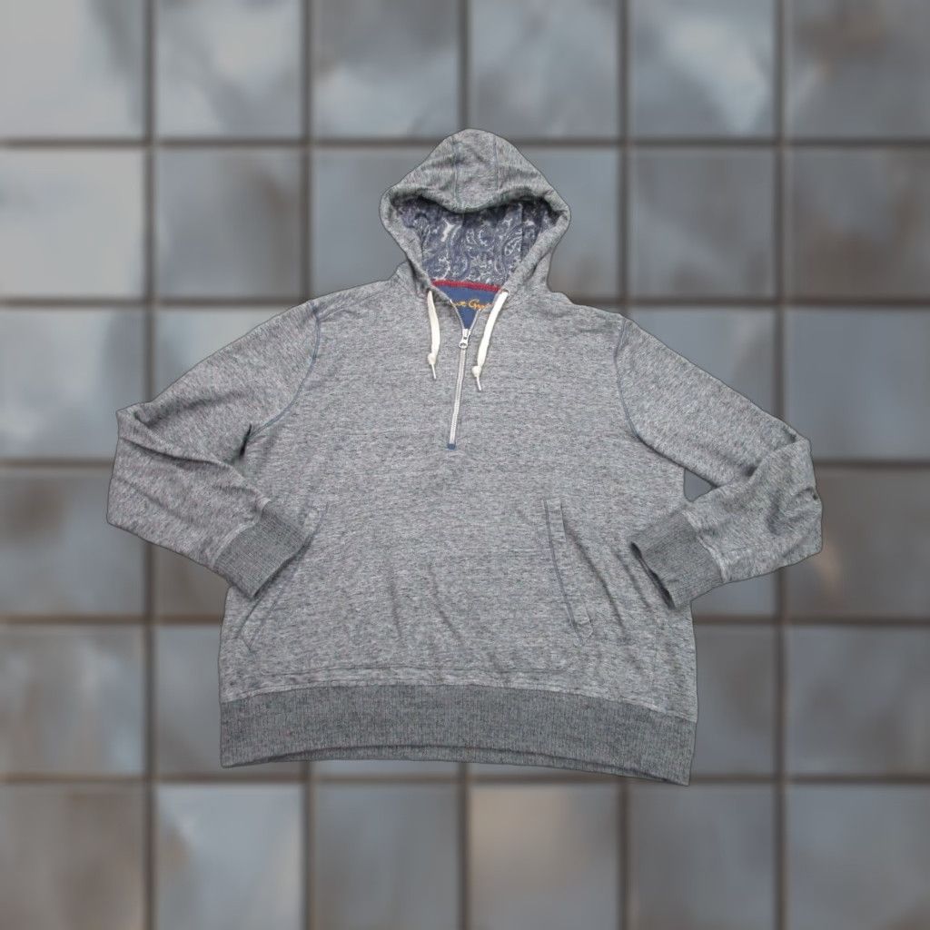 Robert Graham Robert Graham Hoodie Men M Gray Pullover 1/4 Zip Hooded Pockets Logo Sweater Sweatshirt Classic Knit Size US M / EU 48-50 / 2 - 1 Thumbnail