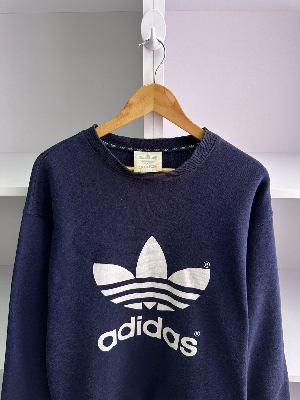 Adidas × Vintage Vintage Adidas Big Logo 90s Navy Sweatshirt Size US L / EU 52-54 / 3 - 5 Thumbnail