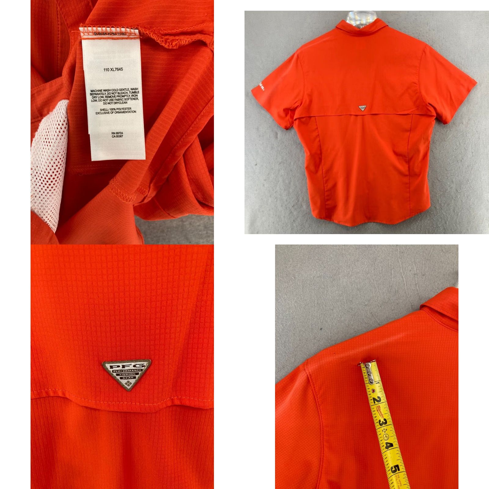 Vintage Columbia Shirt Womens Large Orange PFG Embroidered Vented College Football" Size L / US 10 / IT 46 - 8 Thumbnail