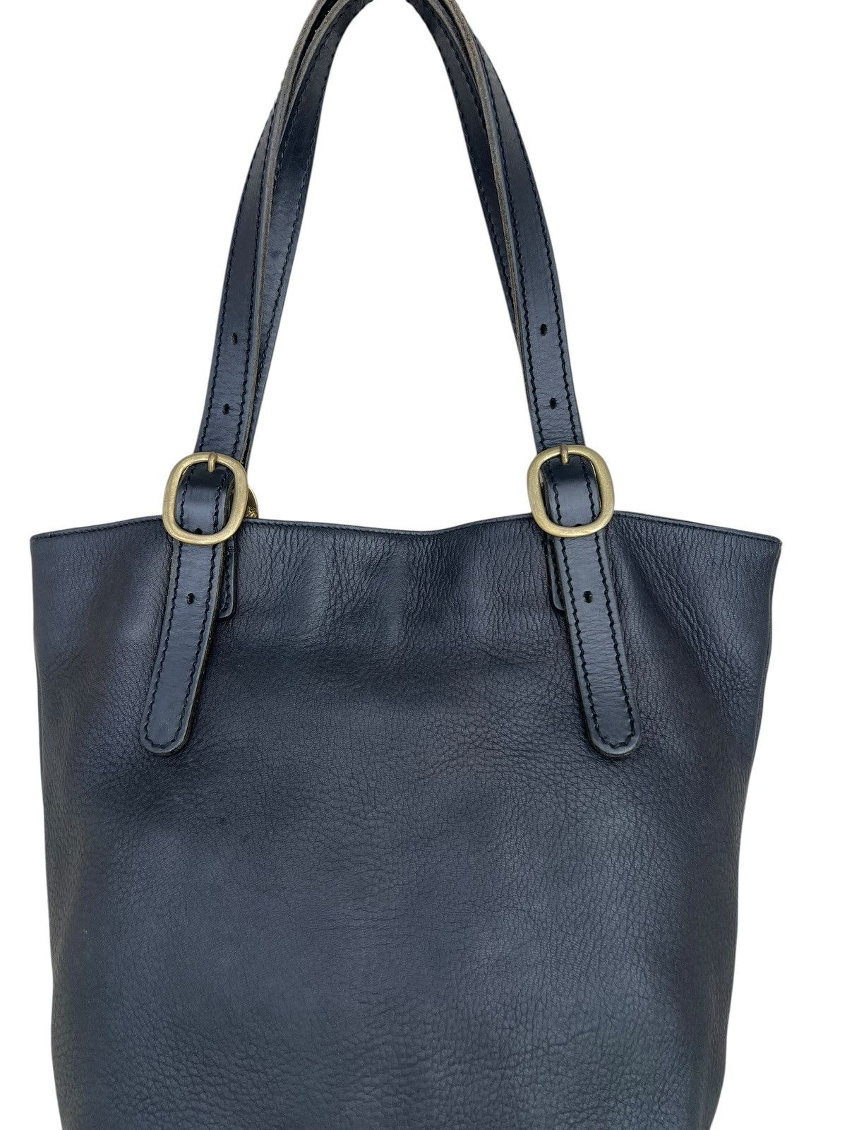 Leather Slow Motion Japan Patina Black Leather Tote Bag Size ONE SIZE - 11 Thumbnail
