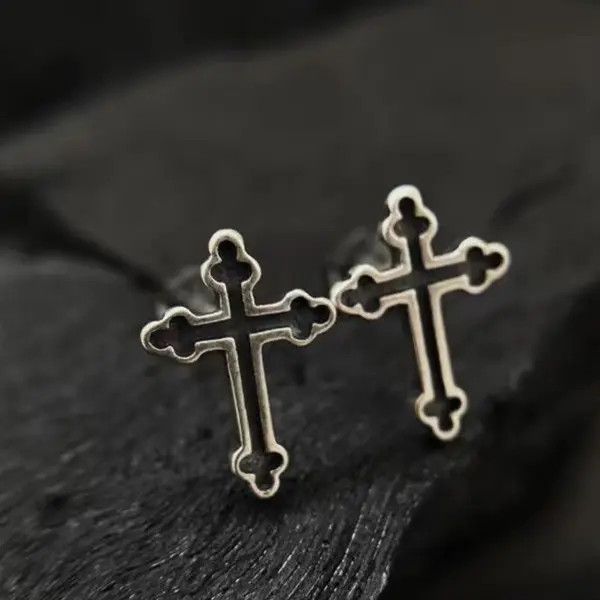 VIBE Black Cross Stud Earrings Size ONE SIZE - 7 Thumbnail