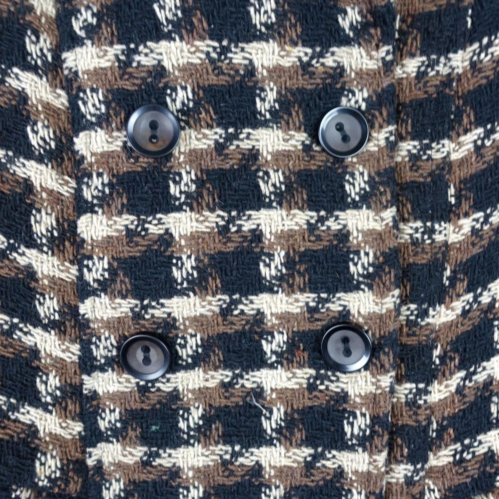 Old Navy VINTAGE Old Navy Coat Womens L Black Tweed Pea Coat Wool Blend Houndstooth Mid-Length Pockets Button Collared Lined Size L / US 10 / IT 46 - 3 Thumbnail