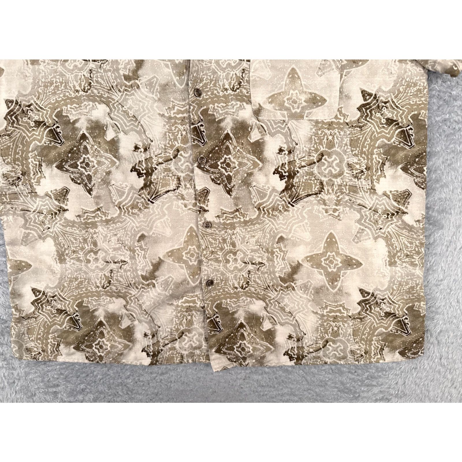 Tasso Elba Tasso Elba Shirt Adult 2XL Beige Floral Geometric Button Up Silk Blend Navy? Size US XXL / EU 58 / 5 - 7 Thumbnail