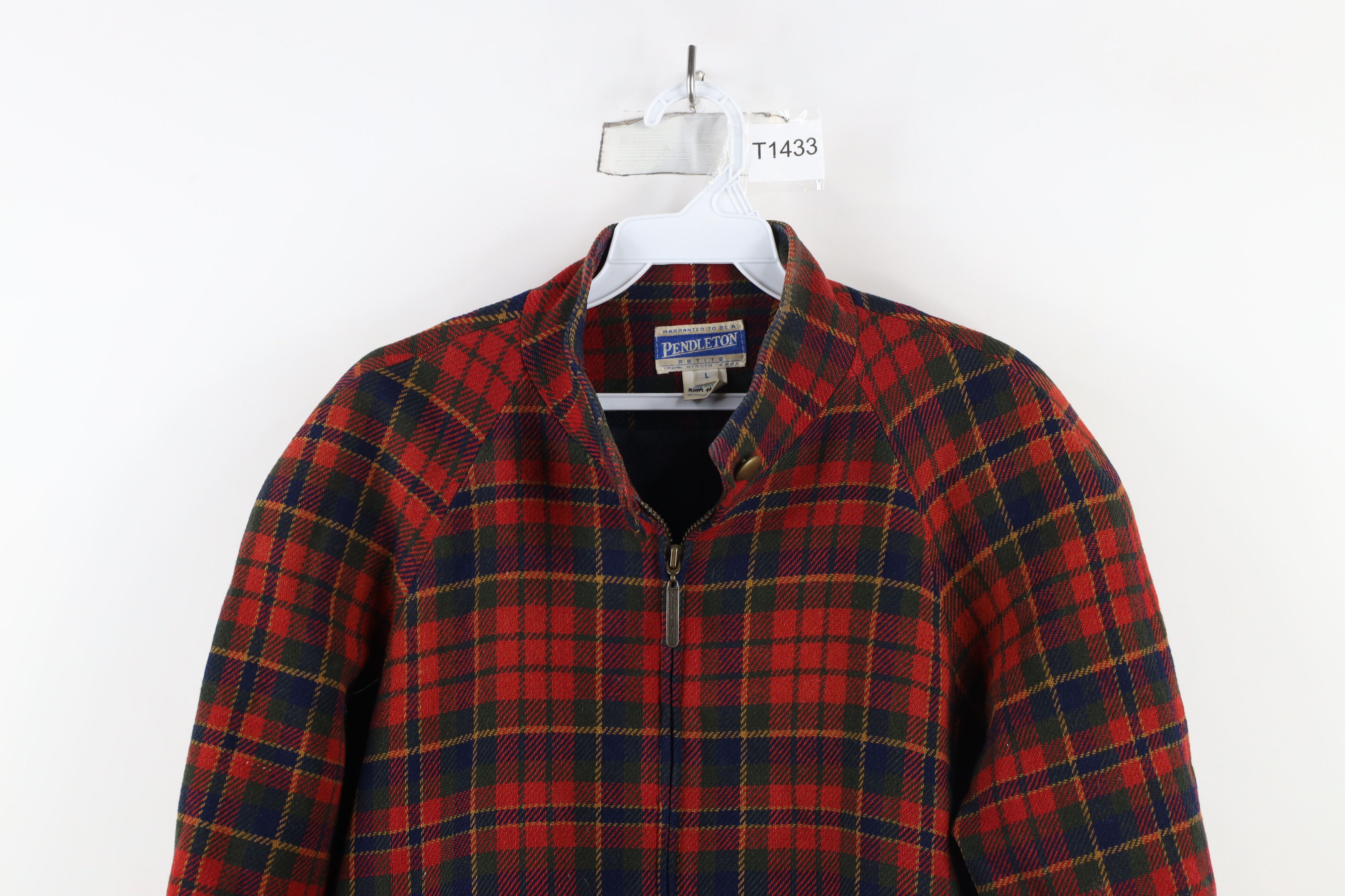 Pendleton × Vintage Vintage 90s Pendleton Cafe Racer Bomber Jacket Plaid USA Size L / US 10 / IT 46 - 2 Thumbnail