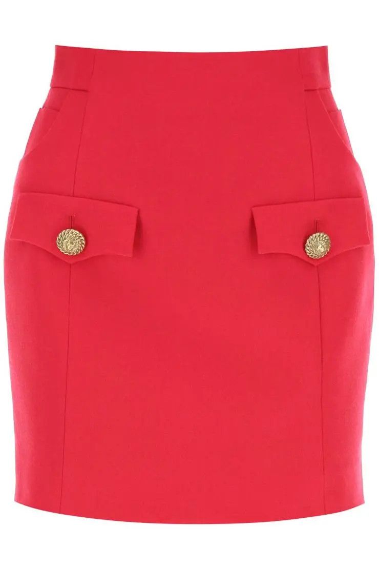image of Balmain O1S22I1N0424 Poudre Mini Skirt In Fuchsia, Women's (Size 26)