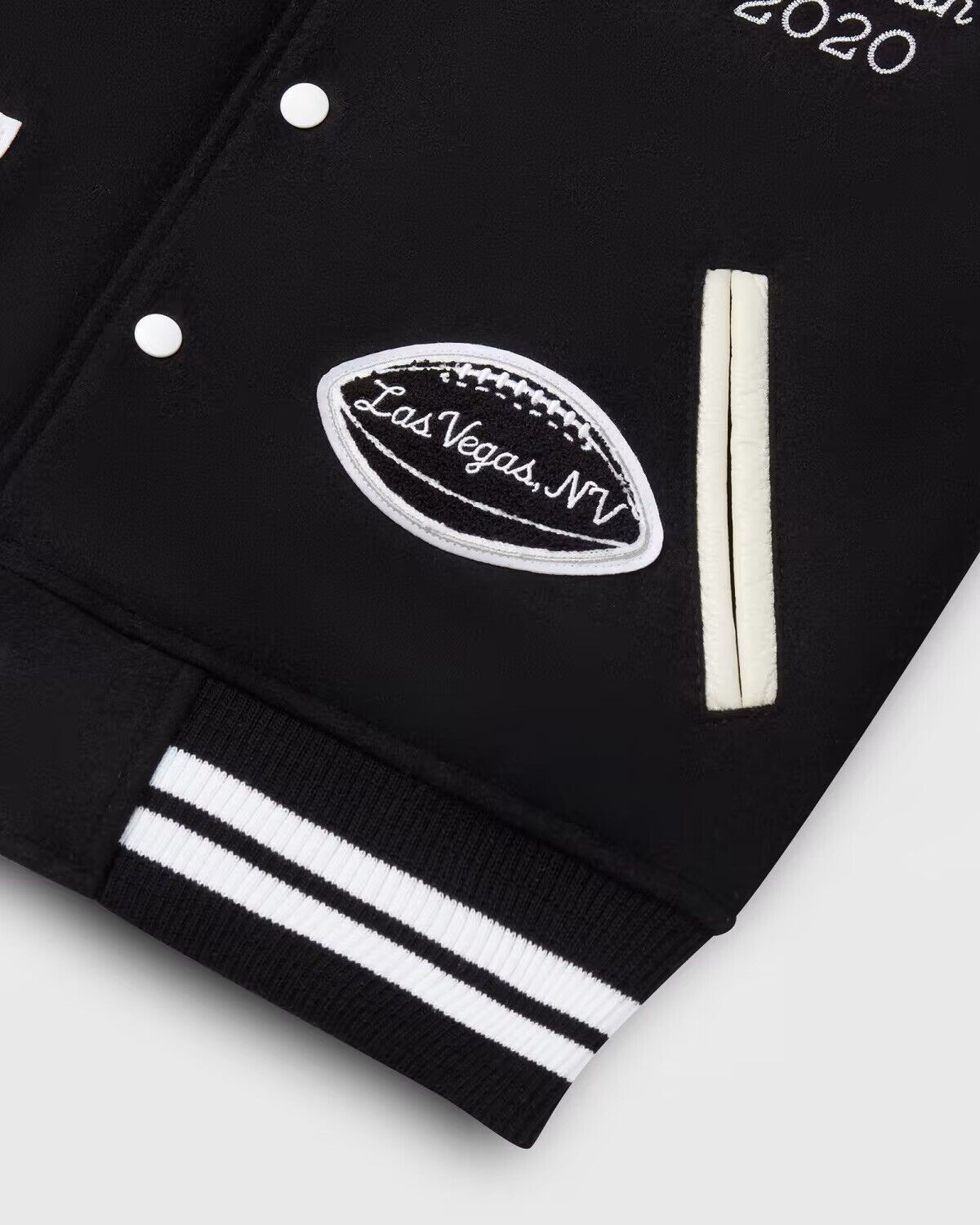 Drake OVO X NFL Las Vegas Raiders Leather Wool Varsity Jacket Size US M / EU 48-50 / 2 - 15 Thumbnail
