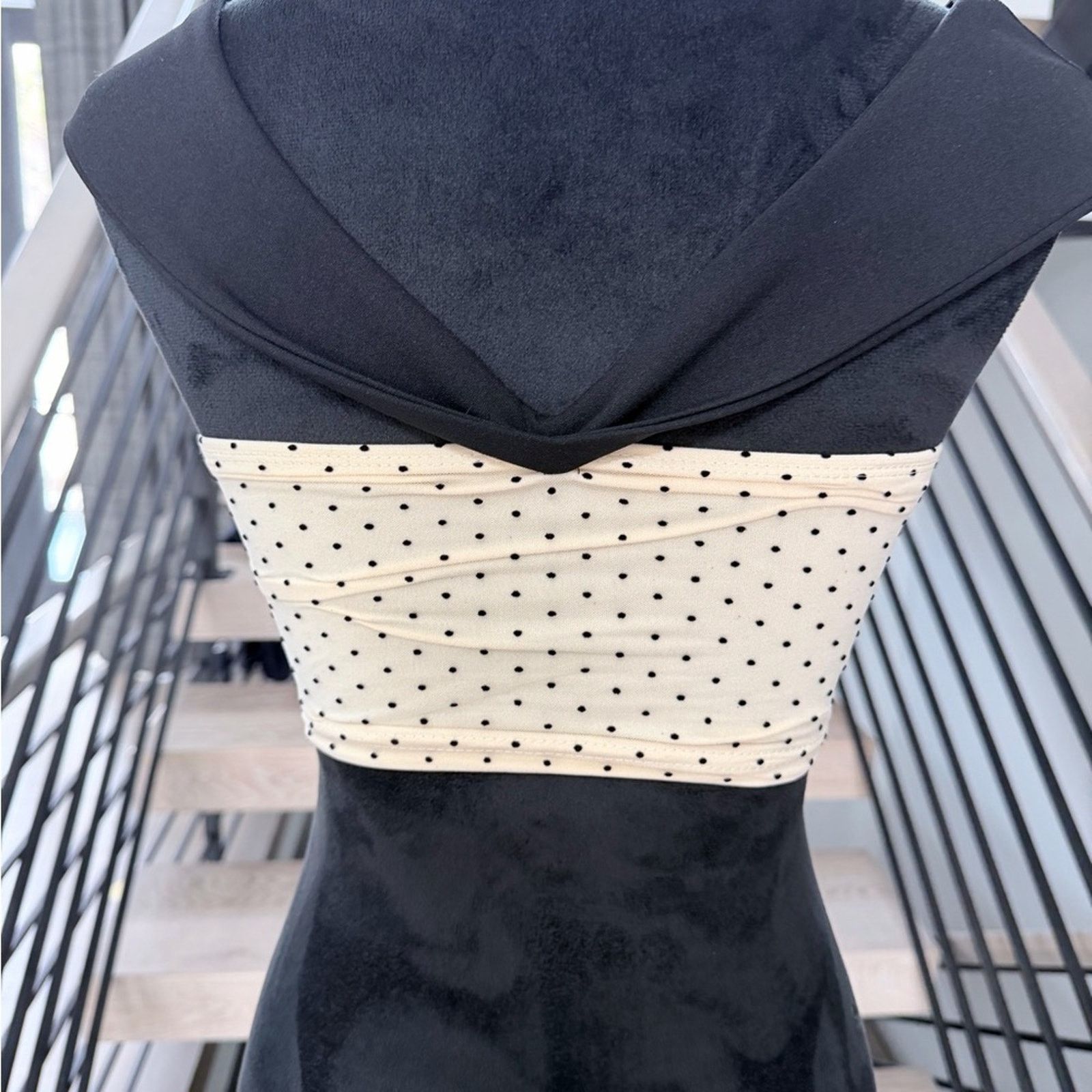 Other Y2K Pinup Black and Cream Polka Dot off shoulder Top w a bow Size S / US 4 / IT 40 - 7 Thumbnail