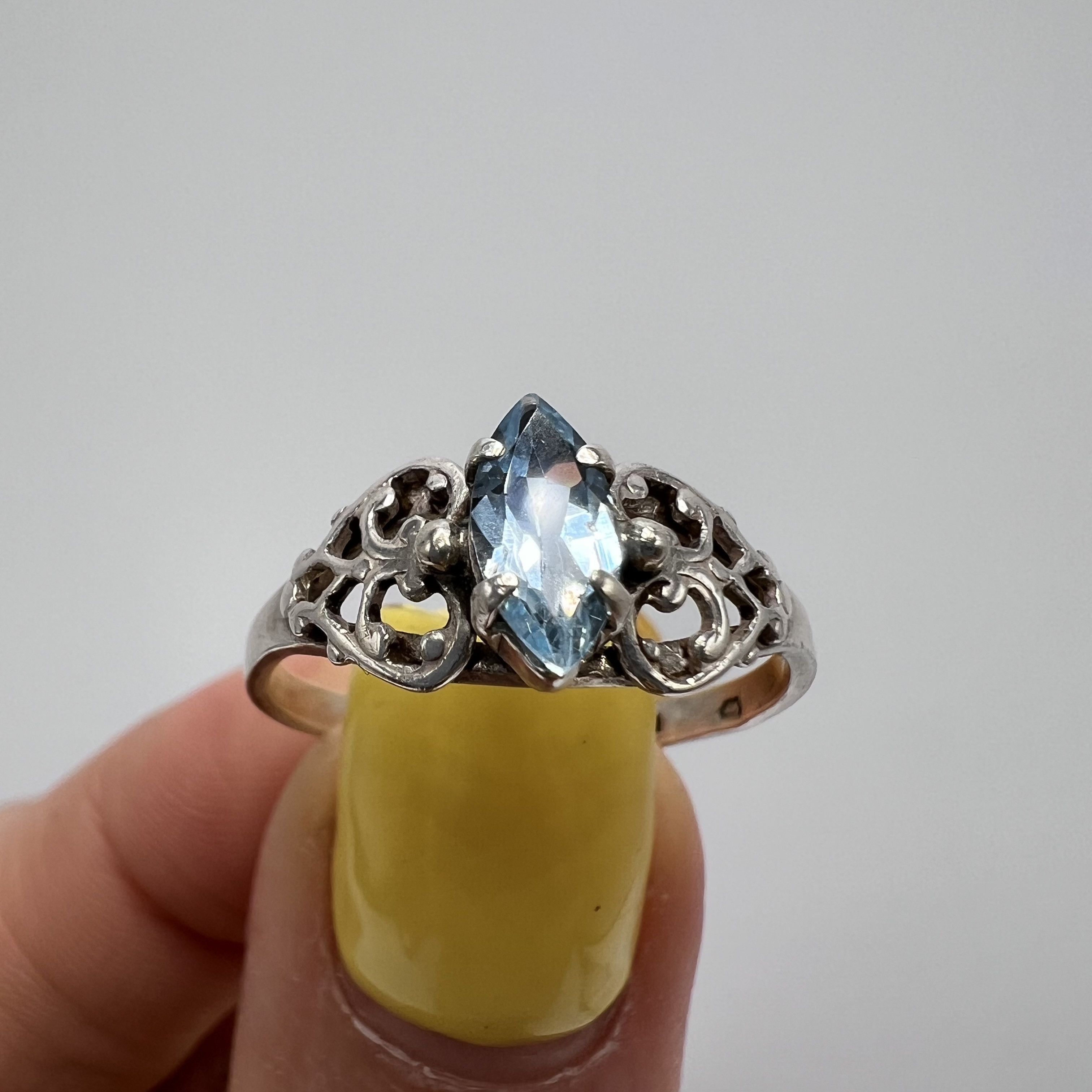Sterling Silver Vintage Ring Sterling Silver 925 Stone Topaz Jewelry 8U Size ONE SIZE - 2 Thumbnail