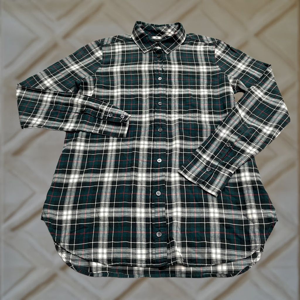 J.Crew J.CREW Boy Fit Button Up Shirt Womens 00 Multi Crickle Plaid Cotton Casual Shirt Size XXS / US 00 / IT 34 - 1 Thumbnail