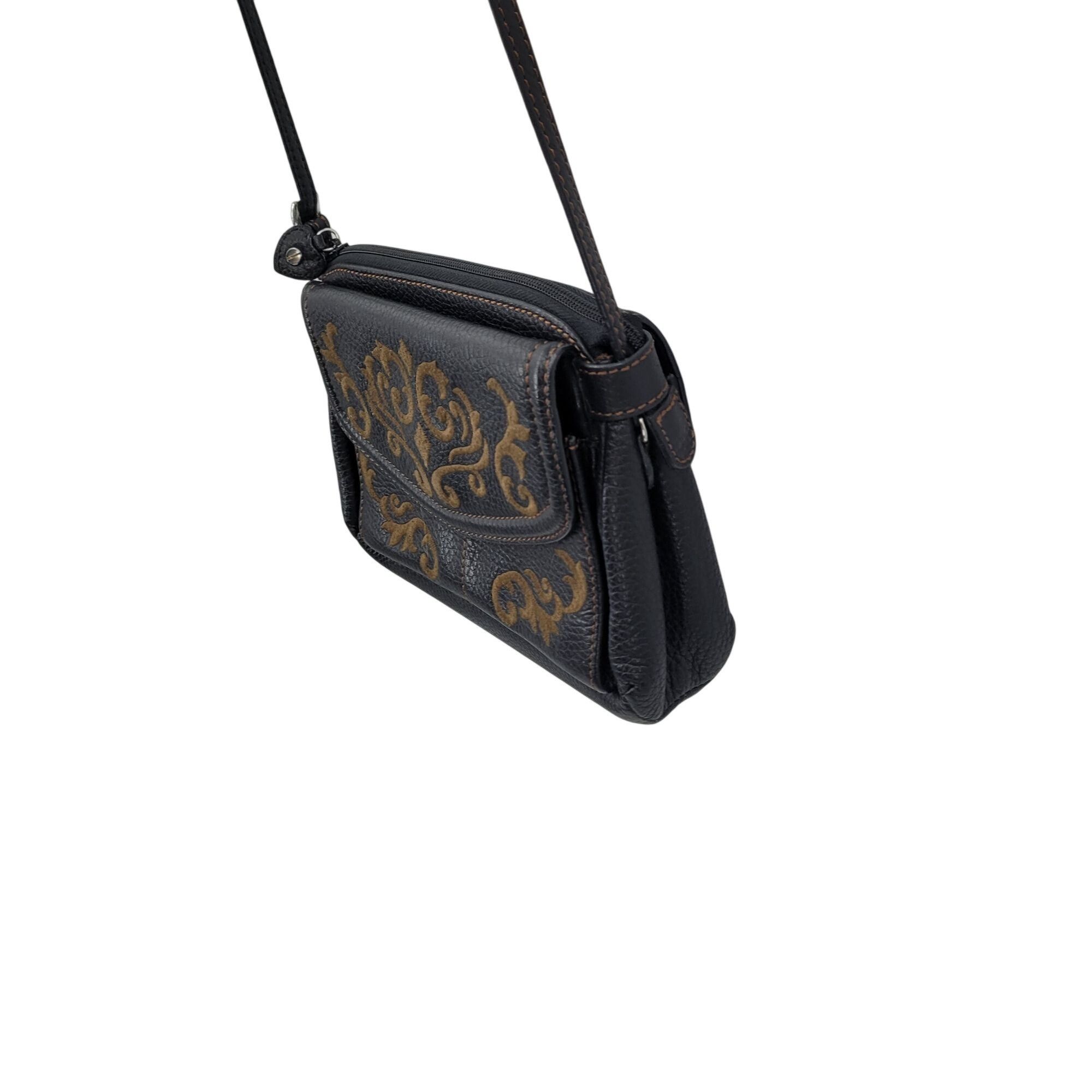 Brighton Brighton Black Leather Crossbody Embroidered Multiple Pocket Size ONE SIZE - 17 Thumbnail