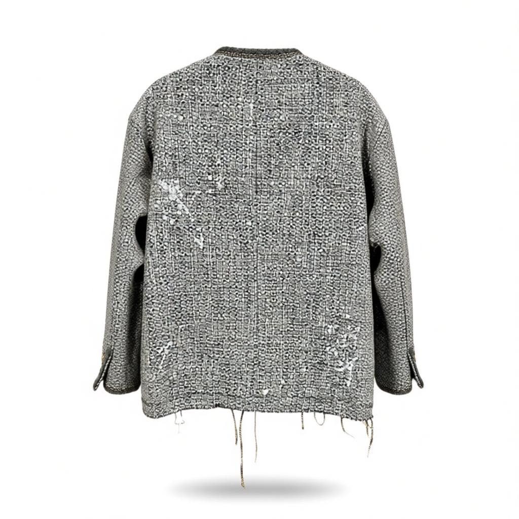 R13 R13 Slouch Embellished Tweed Jacket Gray Oversized Size M Size M / US 6-8 / IT 42-44 - 2 Thumbnail