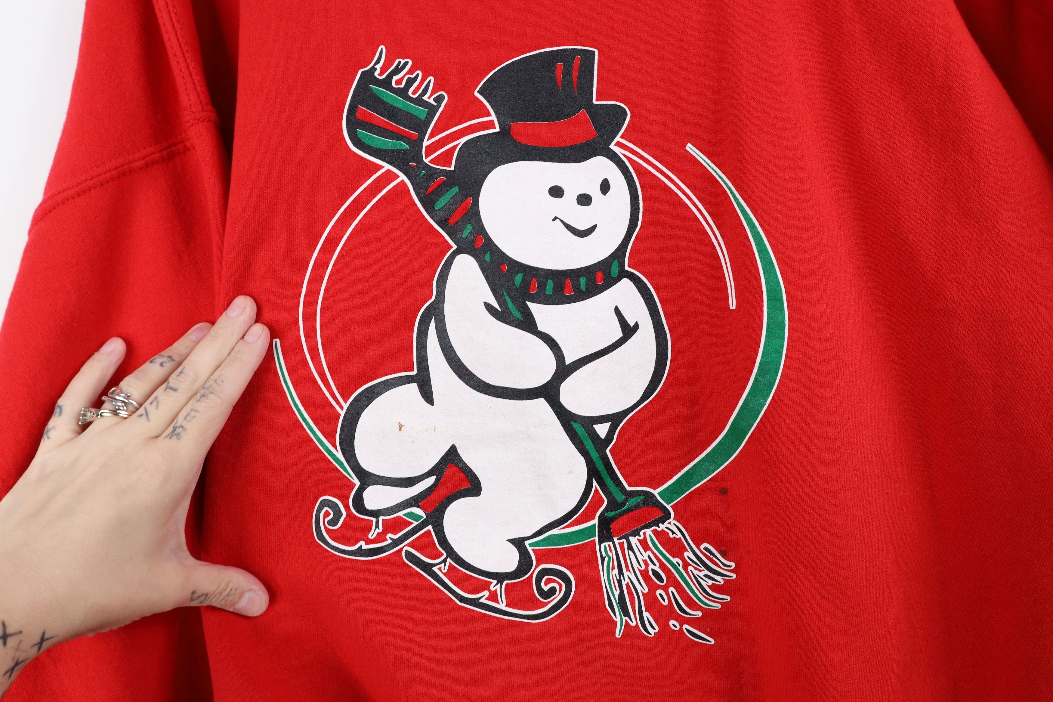 Vintage Vintage 90s The Snowman Hockey Crewneck Sweatshirt Red Size US XL / EU 56 / 4 - 4 Thumbnail