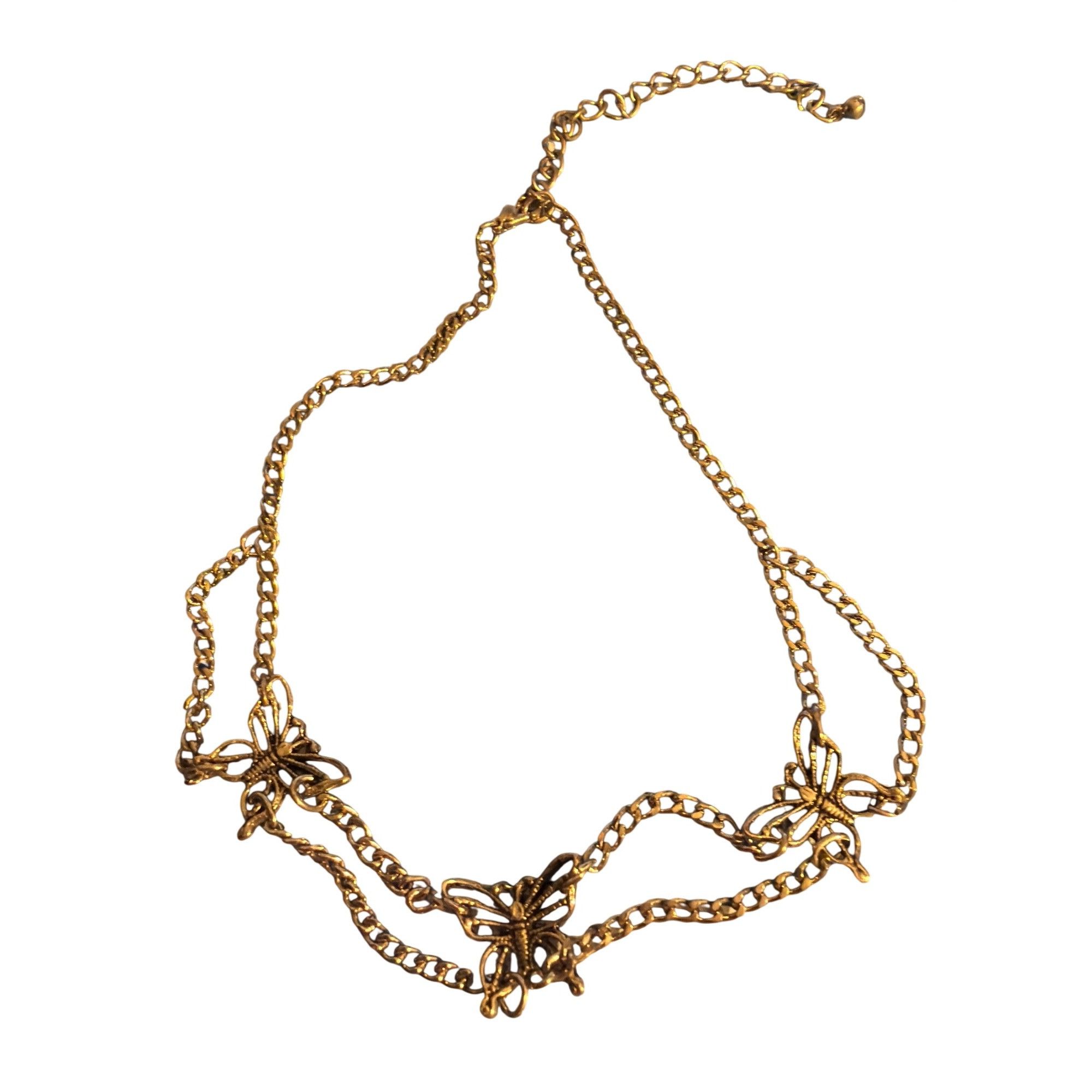 Other Silver Tone Butterfly Choker Collar Necklace Stations Drape Size ONE SIZE - 4 Thumbnail