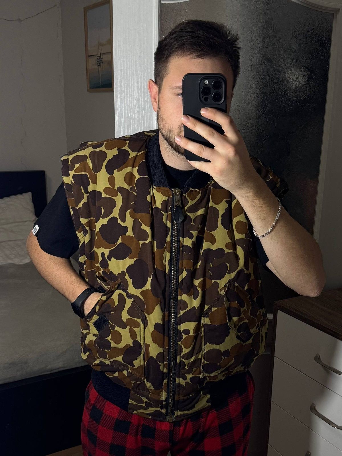 Other Men's Vintage Reversible MA-1 Vest Duck Camo & Orange Size US L / EU 52-54 / 3 - 2 Thumbnail