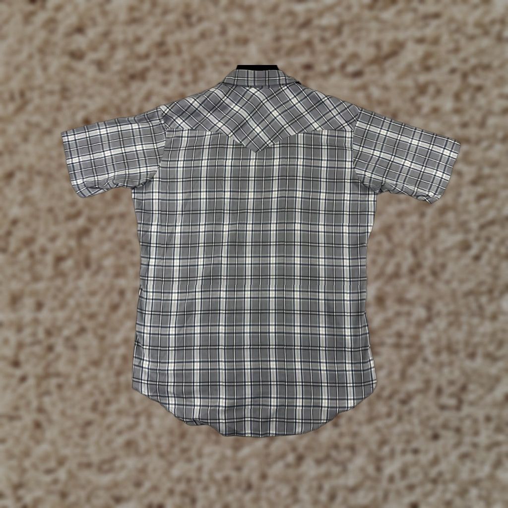 Western Frontier Shirt Mens Plaid Button-Up Short Sleeve Gray