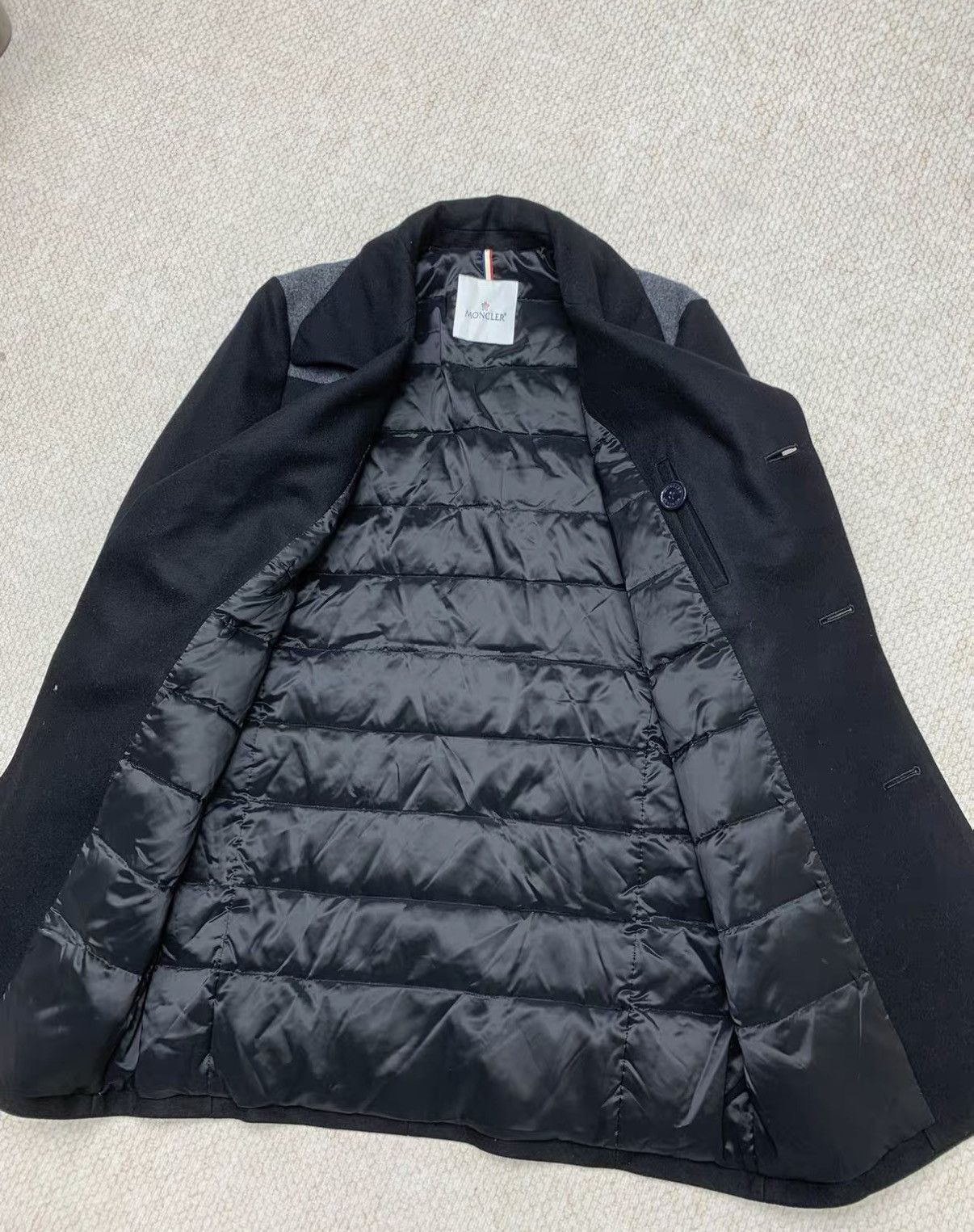 Moncler MONCLER Black Double-Breasted Wool Contrast Design Coat Size US M / EU 48-50 / 2 - 6 Thumbnail