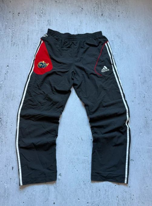 Adidas Adidas Munster Rugby Track Pants Black Nylon Wide 00s Size US 37 - 1 Thumbnail