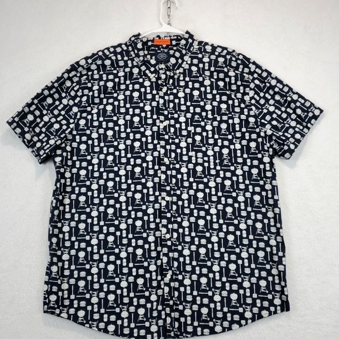 Vintage St. John's Bay Shirt Mens XXL Button-Up Navy Print Comfort Stretch BBQ Grilling Short Sleeve Casual Regular Fit Collared 100% Cotton Size US XXL / EU 58 / 5 - 3 Thumbnail