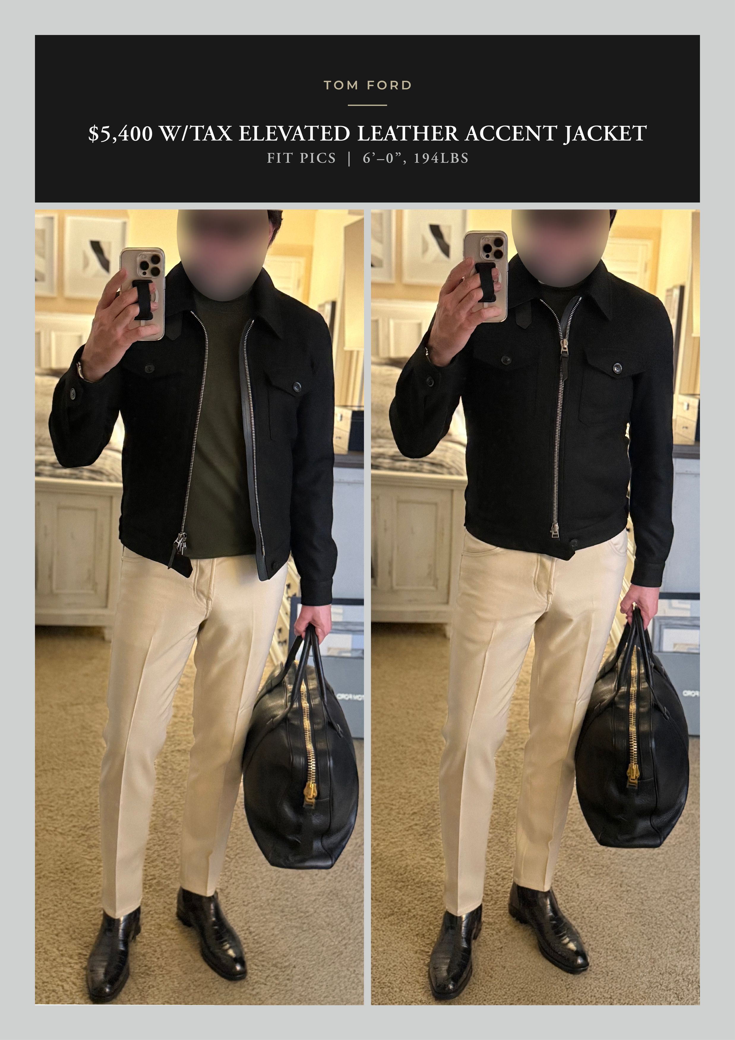 Tom Ford Ultimate Rare $5,400 w/tax Wool / Leather Accent Jacket Size US M / EU 48-50 / 2 - 2 Thumbnail