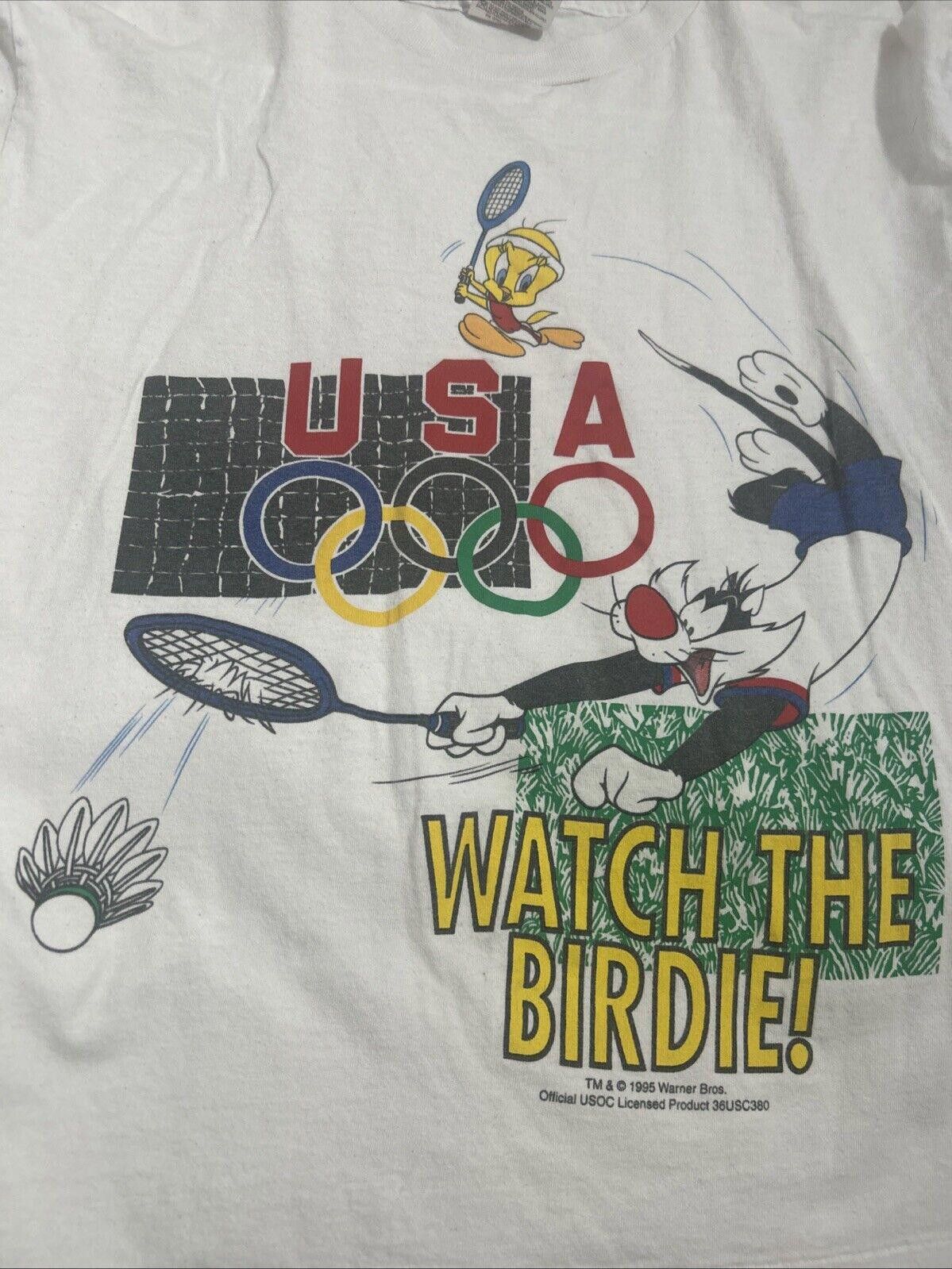 Hanes VTG 1995 Looney Tunes USA Olympics Watch The Birdie T-Shirt Size US M / EU 48-50 / 2 - 2 Thumbnail