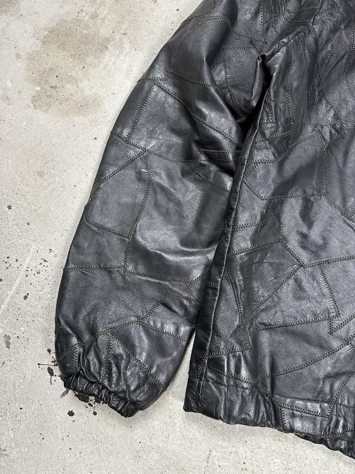 Vintage Vintage 90s Black Patchwork Bomber Leather Jacket Size US M / EU 48-50 / 2 - 11 Thumbnail