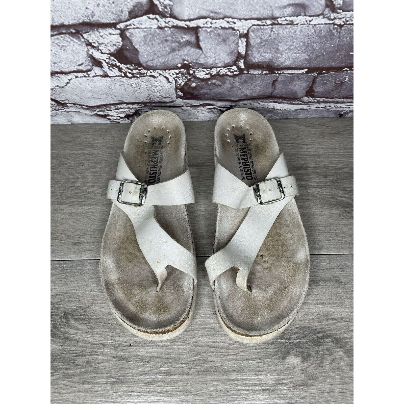 Mephisto Mephisto Helen White Leather Casual Toe Post Strap Sandals W Size US 8.5 / IT 38.5 - 12 Thumbnail
