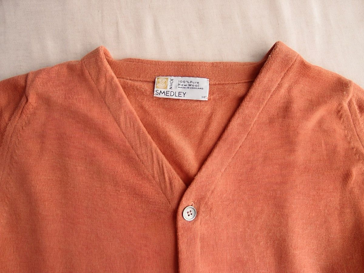 John Smedley 90s–Early 00s John Smedley Salmon Pink Merino Wool Cardigan Size US S / EU 44-46 / 1 - 3 Thumbnail