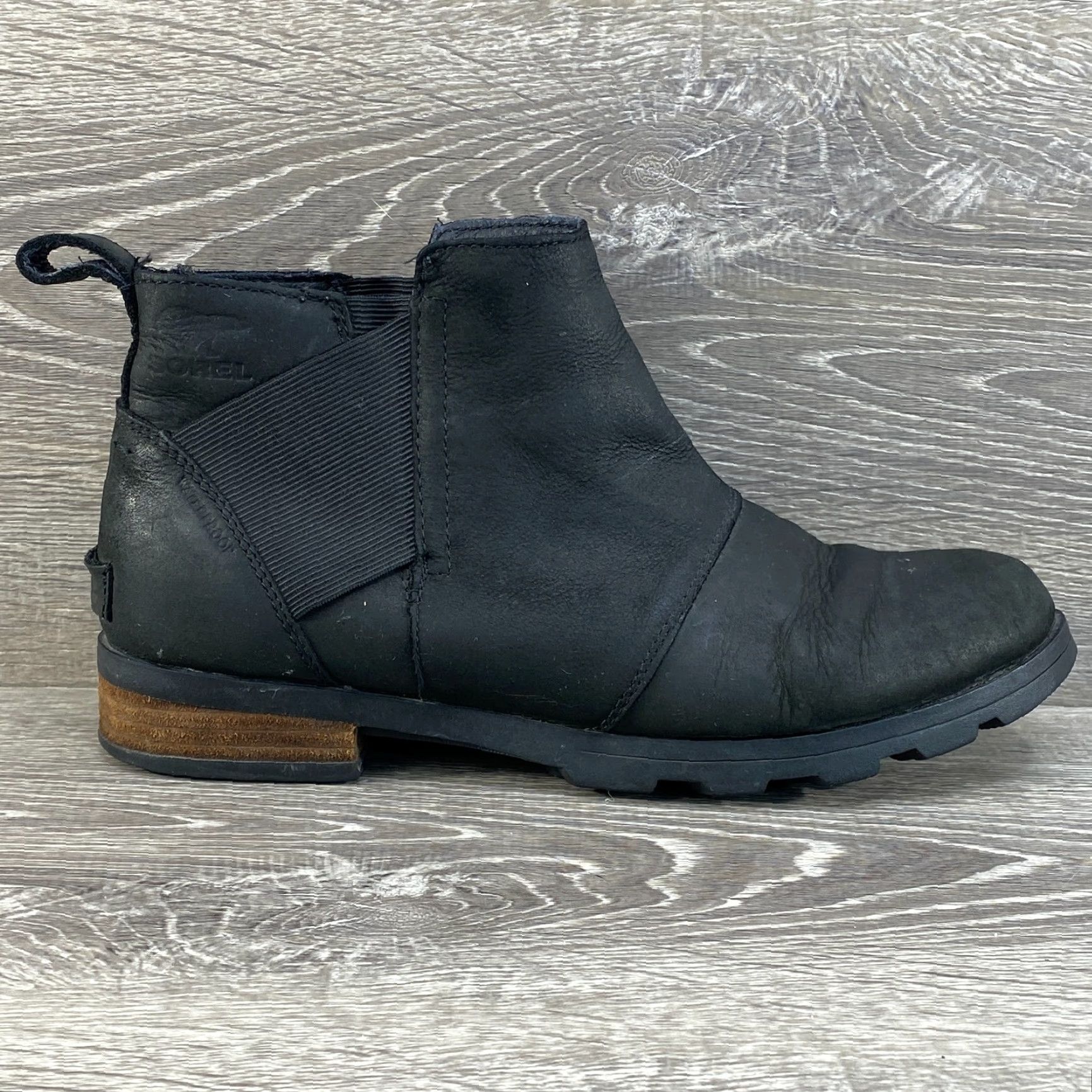 SOREL Sorel Emelie Chelsea Waterproof Leather Ankle Bootie Womens 9 US 7 UK 40 EU Black Boots Size US 7 / IT 37 - 2 Thumbnail