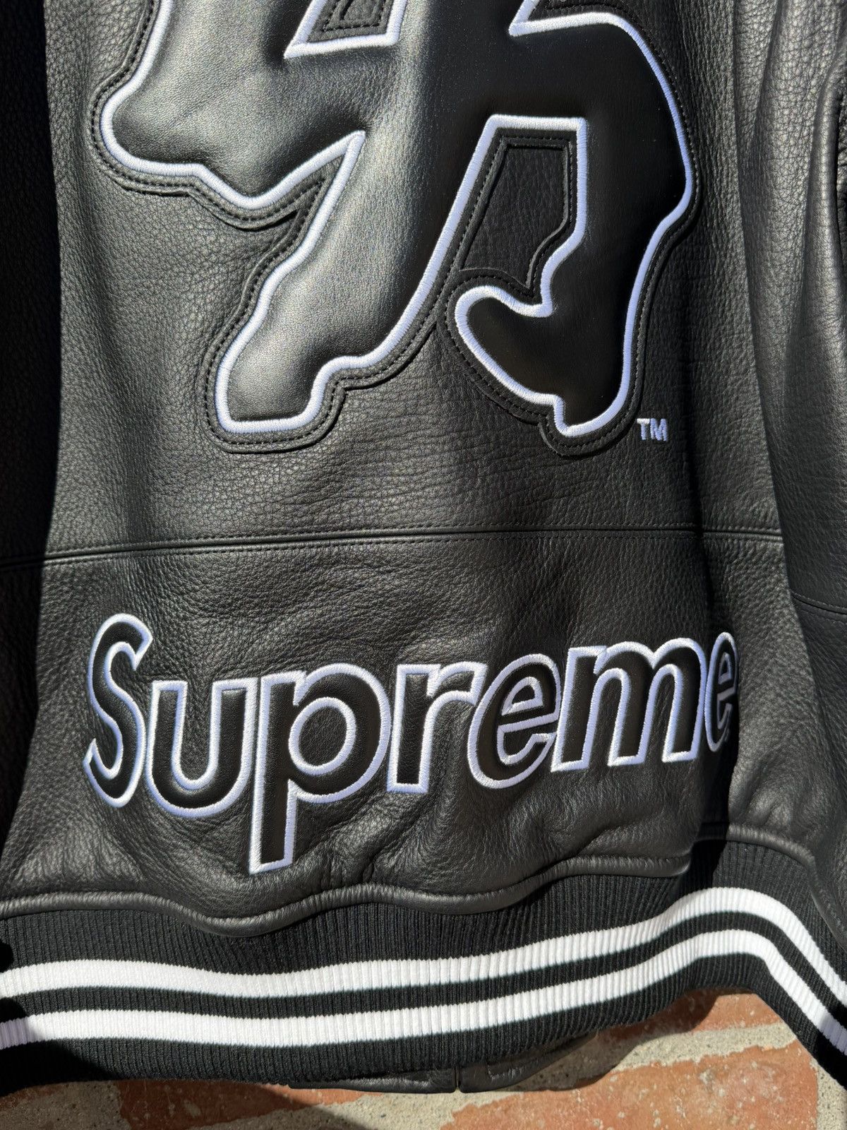 New York Yankees × Supreme Supreme Yankee Kanji Leather Varsity Jacket Size Large Size US L / EU 52-54 / 3 - 9 Thumbnail