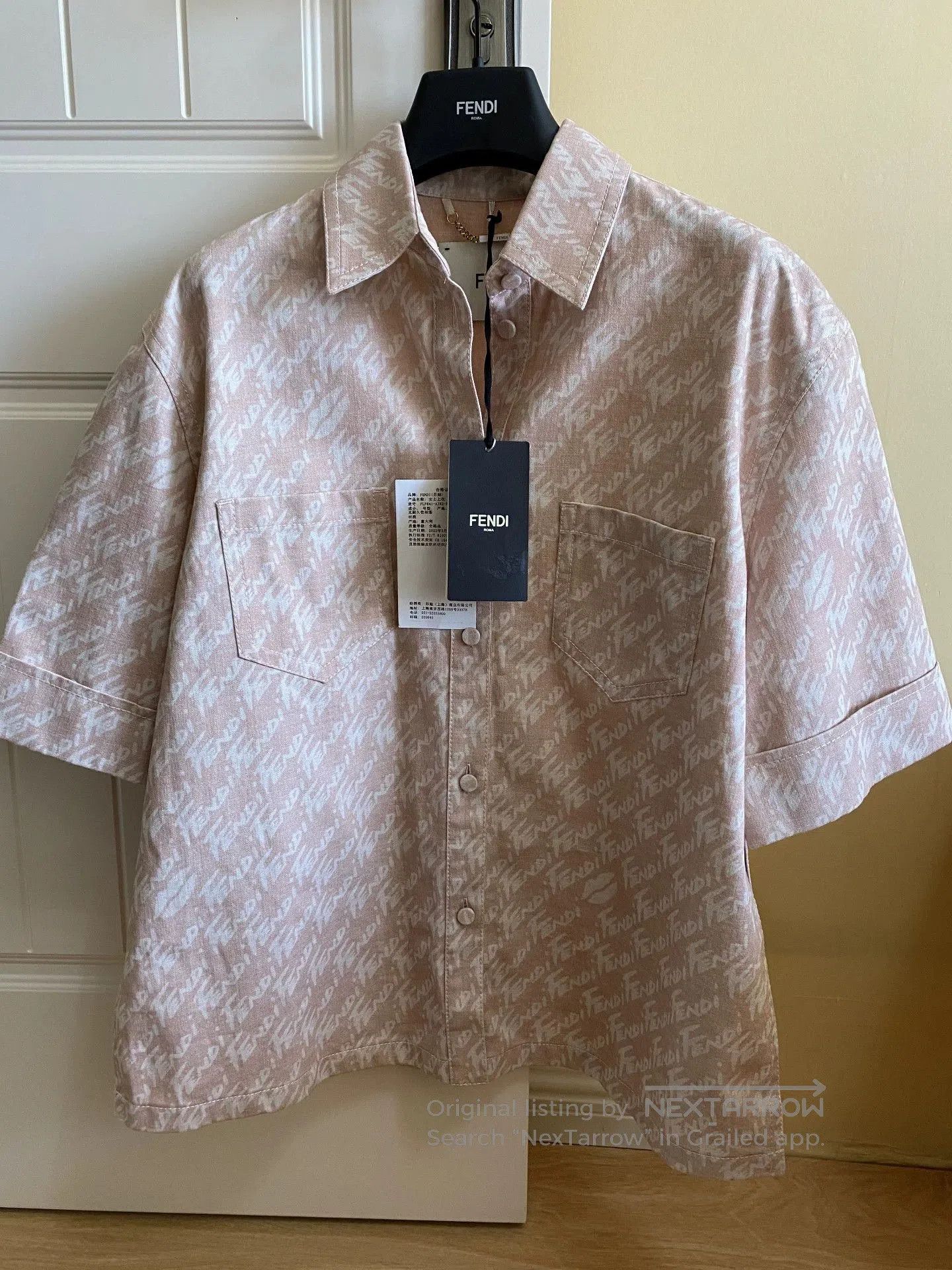 Fendi Fendi Logo Print Denim Short Sleeve Shirt. Size US XXL / EU 58 / 5 - 1 Thumbnail