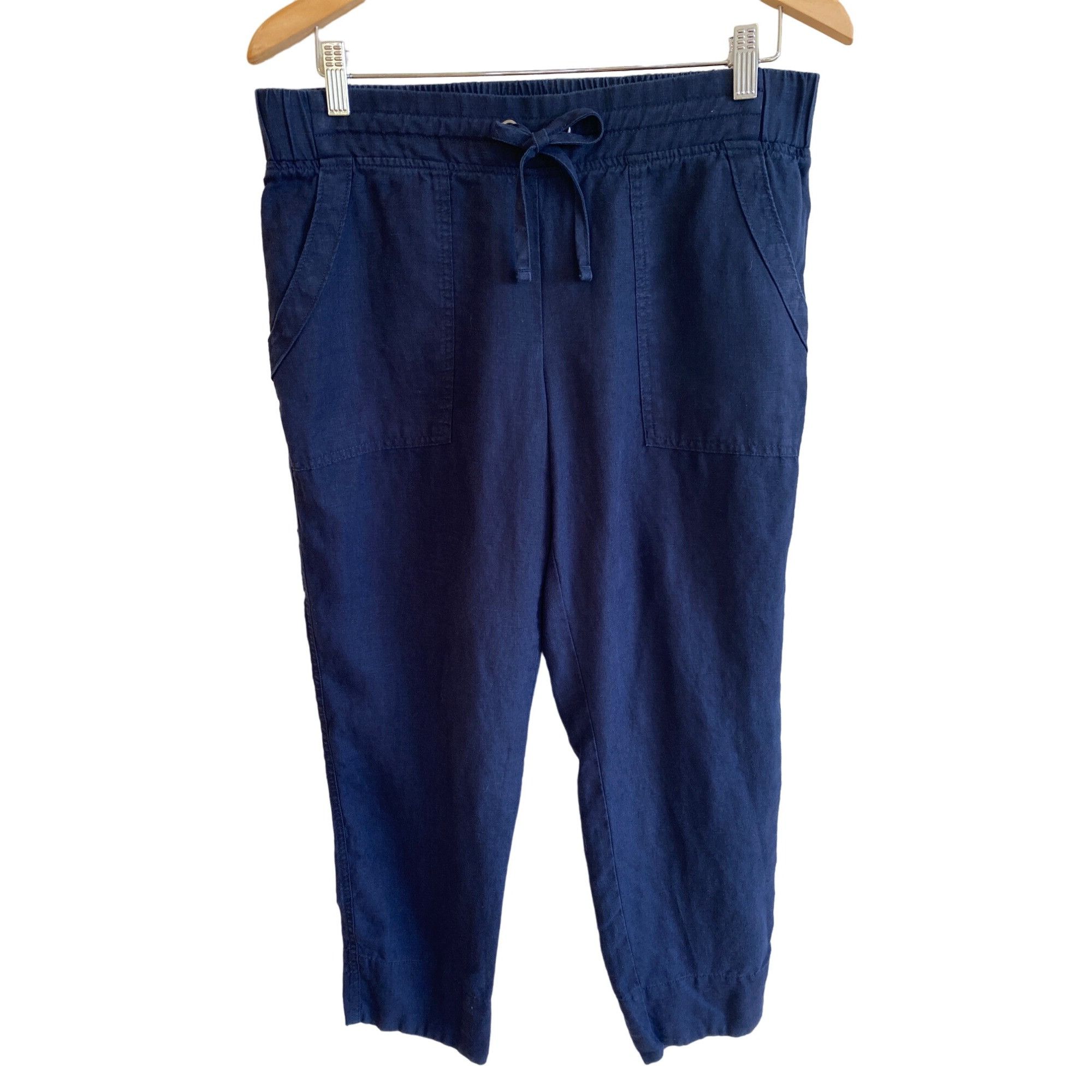 Athleta Athleta Linen Ankle Pant’s 10 Navy Blue Lightweight Pockets Size 32" / US 10 / IT 46 - 7 Thumbnail