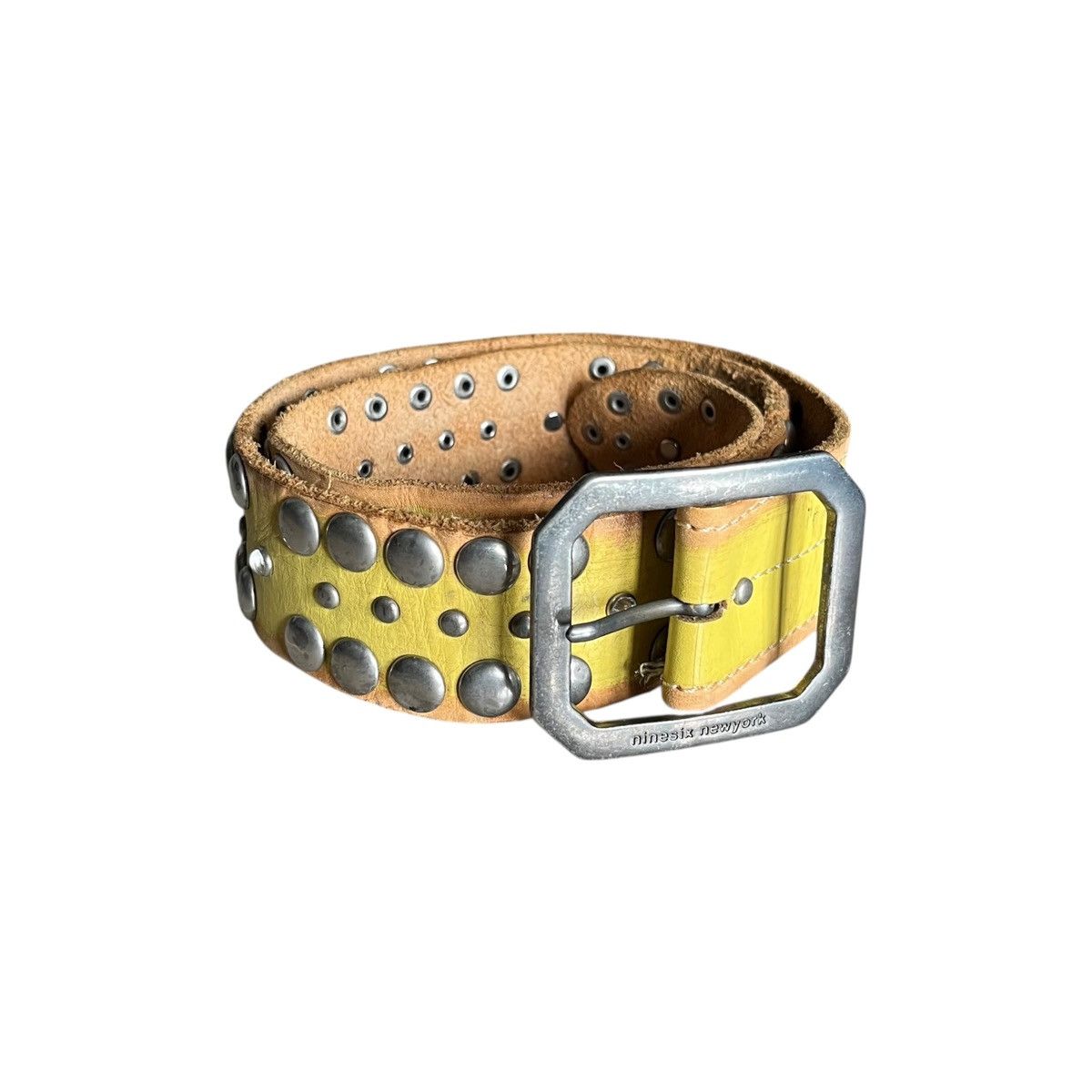 Japanese Brand × Vintage Vintage Studded Leather Wide Belt Size 30 - 1 Thumbnail