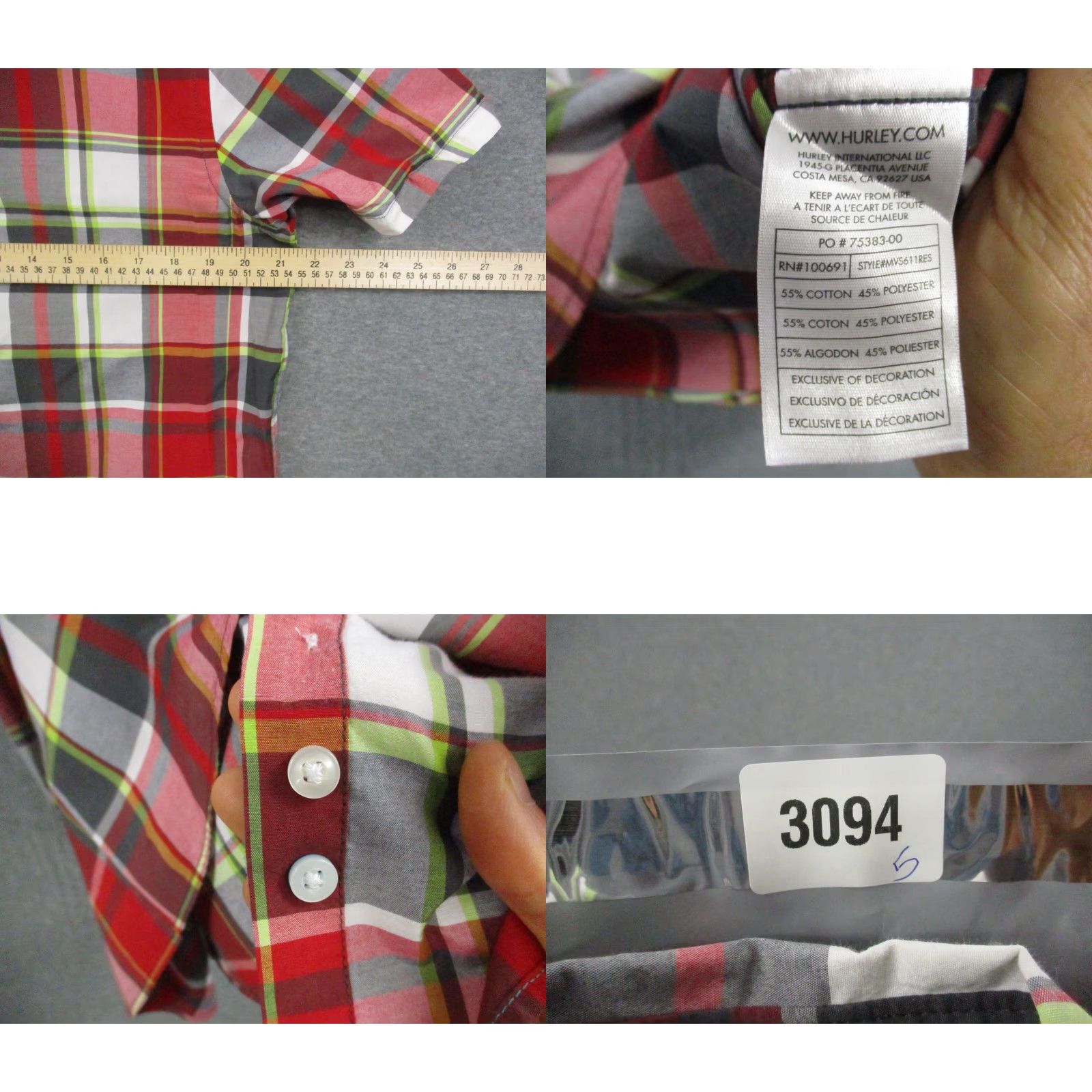 Hurley VINTAGE Hurley Button-Up Shirt Mens Medium Short Sleeve Red Plaid Southwestern Size US M / EU 48-50 / 2 - 8 Thumbnail