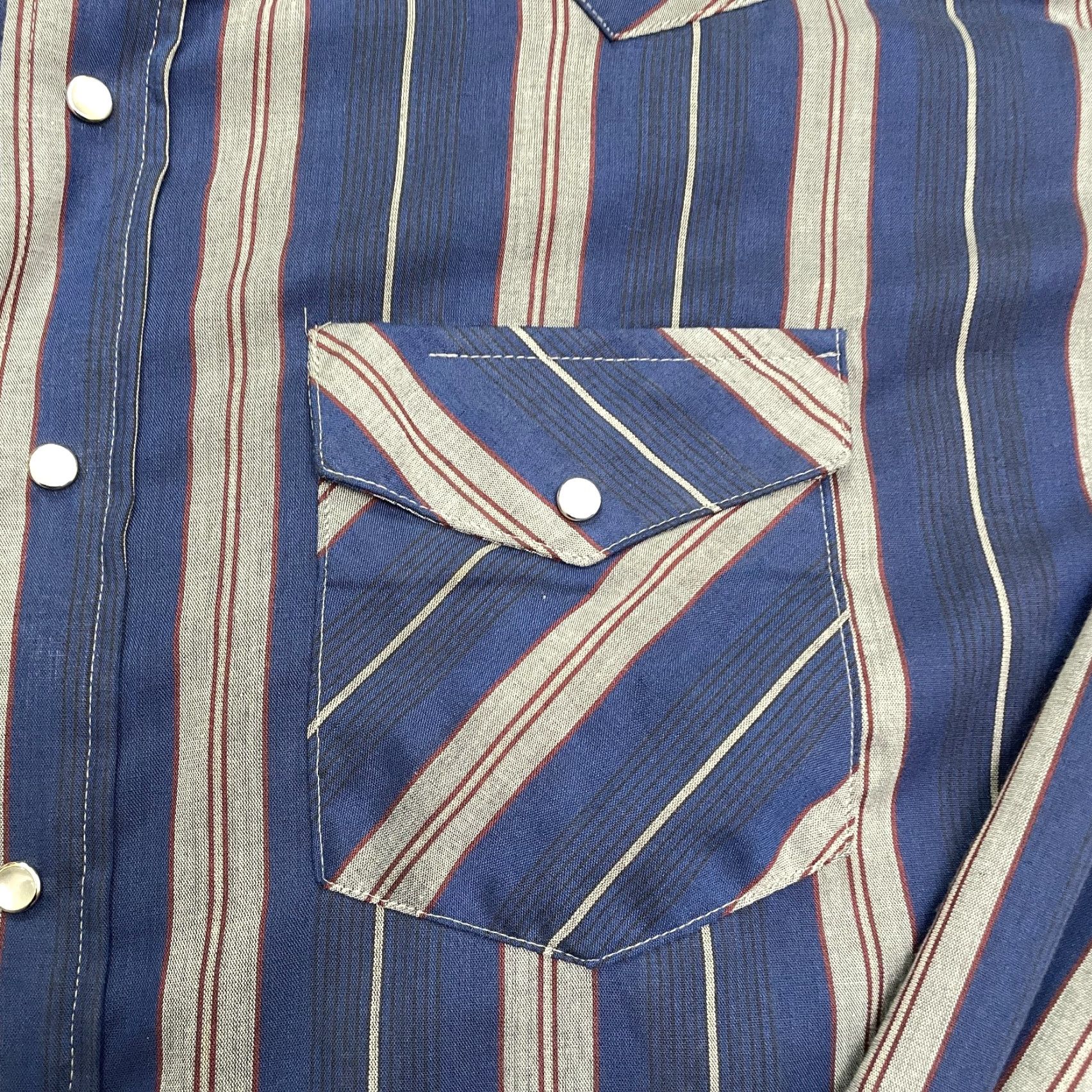 Vintage Karman Vintage Western Pearl Snap Button Down Shirt Mens XL Blue Gray Striped Size US XL / EU 56 / 4 - 4 Thumbnail