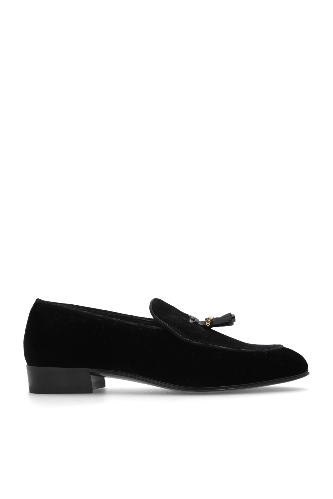 GUCCI Men's Black Velvet Tassel Loafers New Authentic