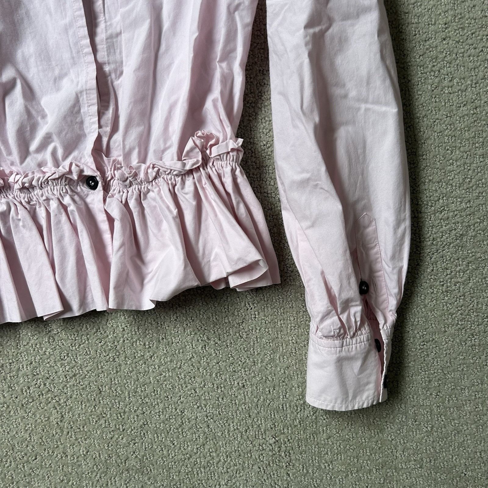 Ganni Ganni Women’s Top Pink Cotton Poplin Blouse Ruffled Cropped Size S / US 4 / IT 40 - 15 Thumbnail