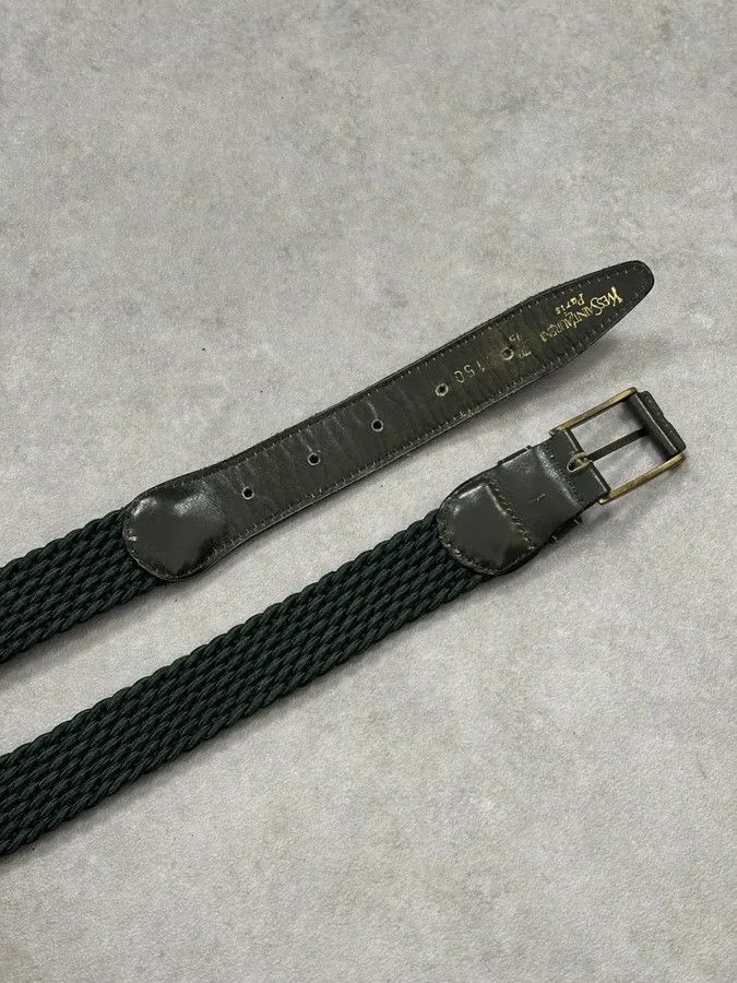 Yves Saint Laurent Yves Saint Laurent Dark Green Braided Cord Leather Belt Size ONE SIZE - 4 Thumbnail