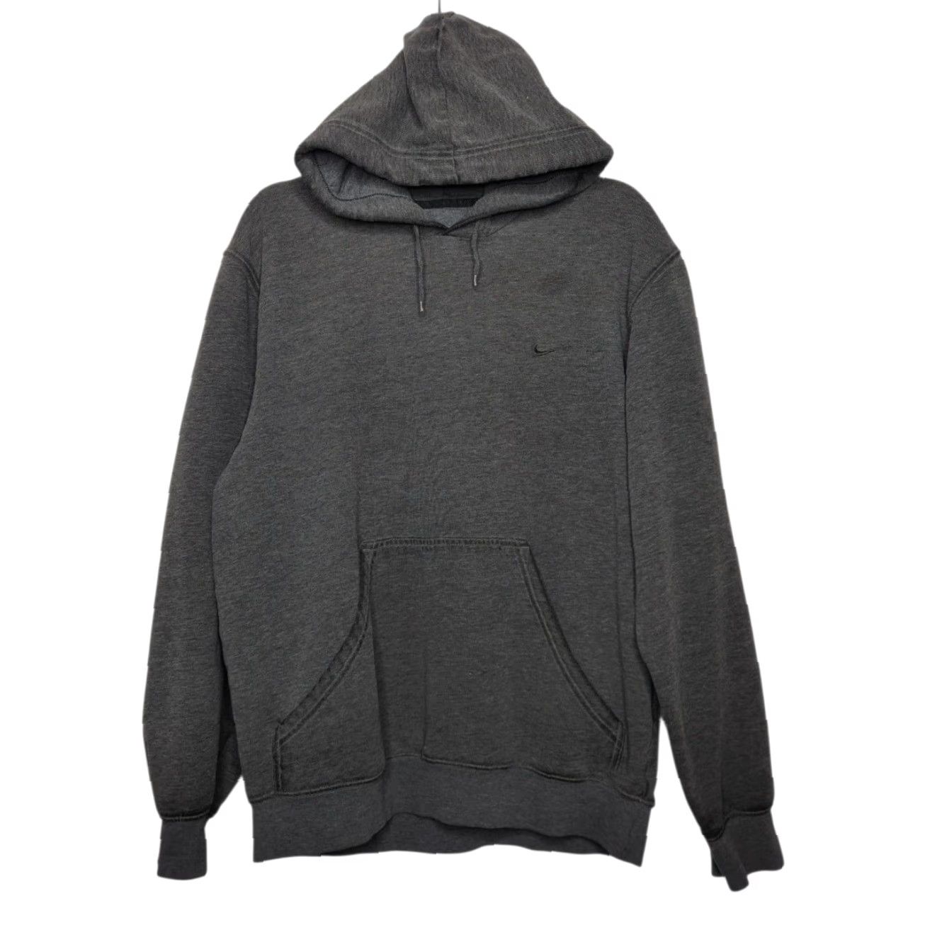Nike VINTAGE Nike Swoosh Check Hoodie Gray Sweatshirt Pullover L Adults Unisex Distressed 90s 00s Size US L / EU 52-54 / 3 - 2 Thumbnail