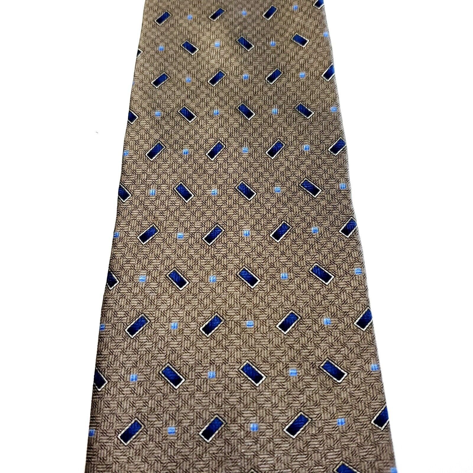 Stafford Stafford Essentials Brown Silk Tie Woven Geometric Size ONE SIZE - 2 Thumbnail