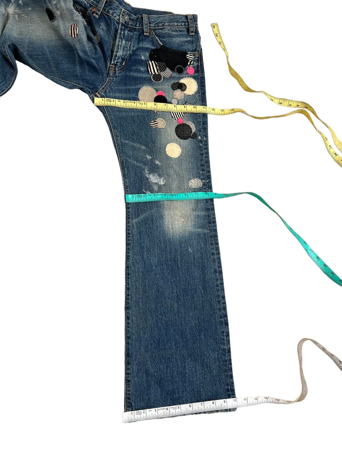 Vintage Vintage RNA Japan Distress Patchwork Mud Denim Flare Jeans Size US 29 - 4 Thumbnail