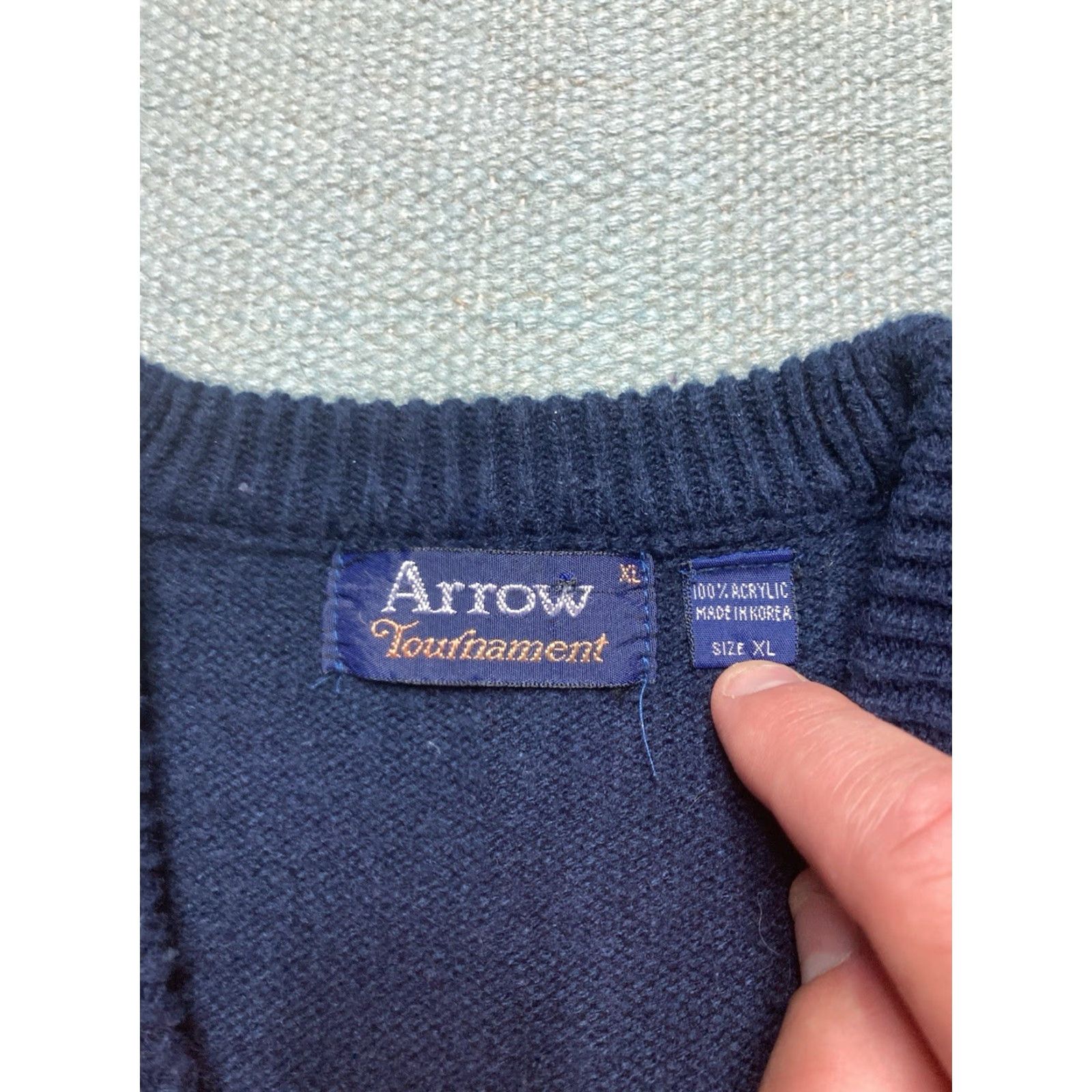 Arrow VINTAGE Arrow Argyle Golf Sportswear Blue Acrylic Knit Sweater Vest XL Men’s 80s Size US XL / EU 56 / 4 - 3 Thumbnail